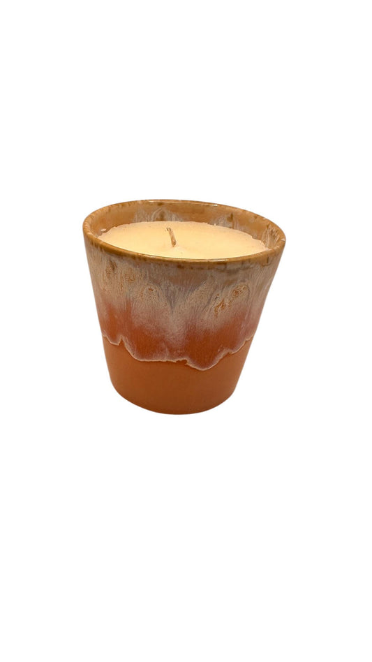 Coffee Cup Candle, Ceramic Candle, Made with Olive Wax, Aesthetic Home Decor, Refillable Candle, Scented Candle, Pink Candle Pot