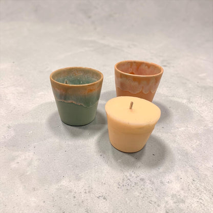 Mini Coffee Cup Candle, Yellow Ceramic Espresso Candle, Olive Wax Candle, Bright Home Decor, Reusable Candle