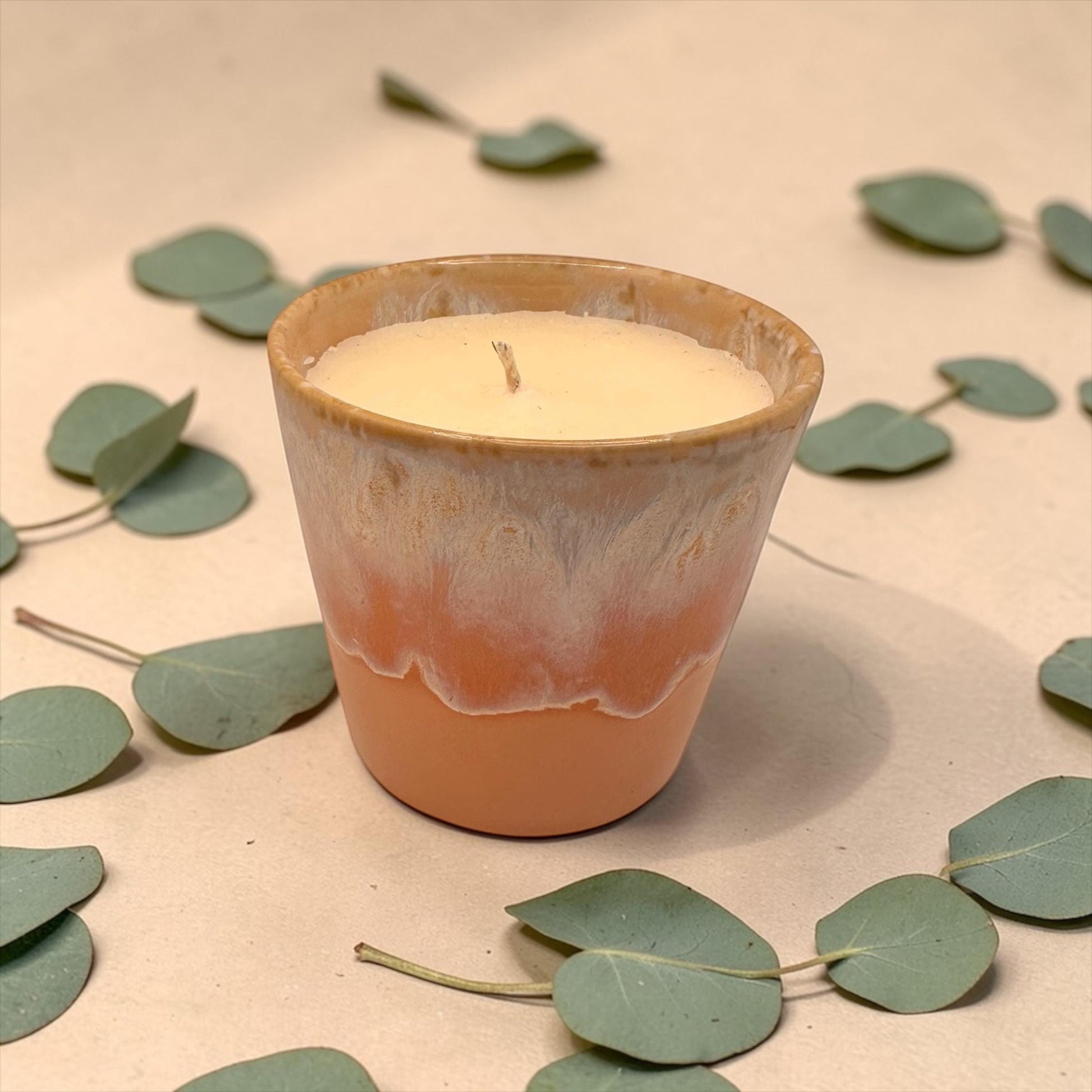 Mini Coffee Cup Candle, Blue Ceramic Espresso Candle, Olive Wax Candle, Calming Home Decor, Reusable Candle, Hand-Poured Candle