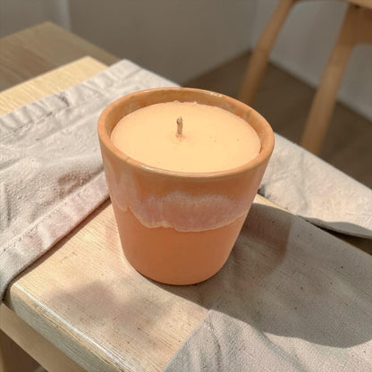 Mini Coffee Cup Candle, Pink Ceramic Candle, Olive Wax Candle, Cute Home Decor, Reusable Espresso Cup Candle