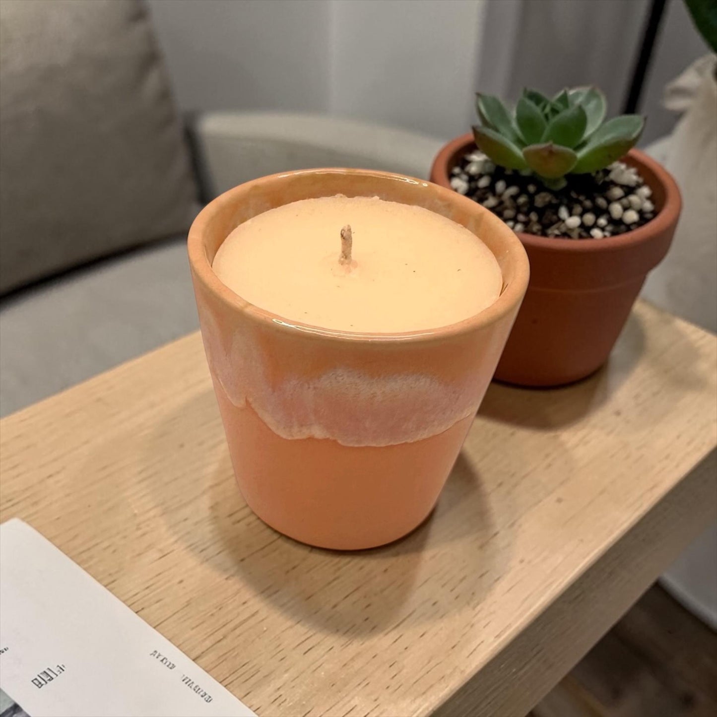 Mini Coffee Cup Candle, Pink Ceramic Candle, Olive Wax Candle, Cute Home Decor, Reusable Espresso Cup Candle