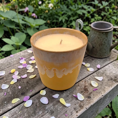 Energy Candle Set, Essential Oil Coffee Cup Candles, Mini & Large Candle Bundle, Yellow Ceramic Candle, Perfect Candle for a House Reset