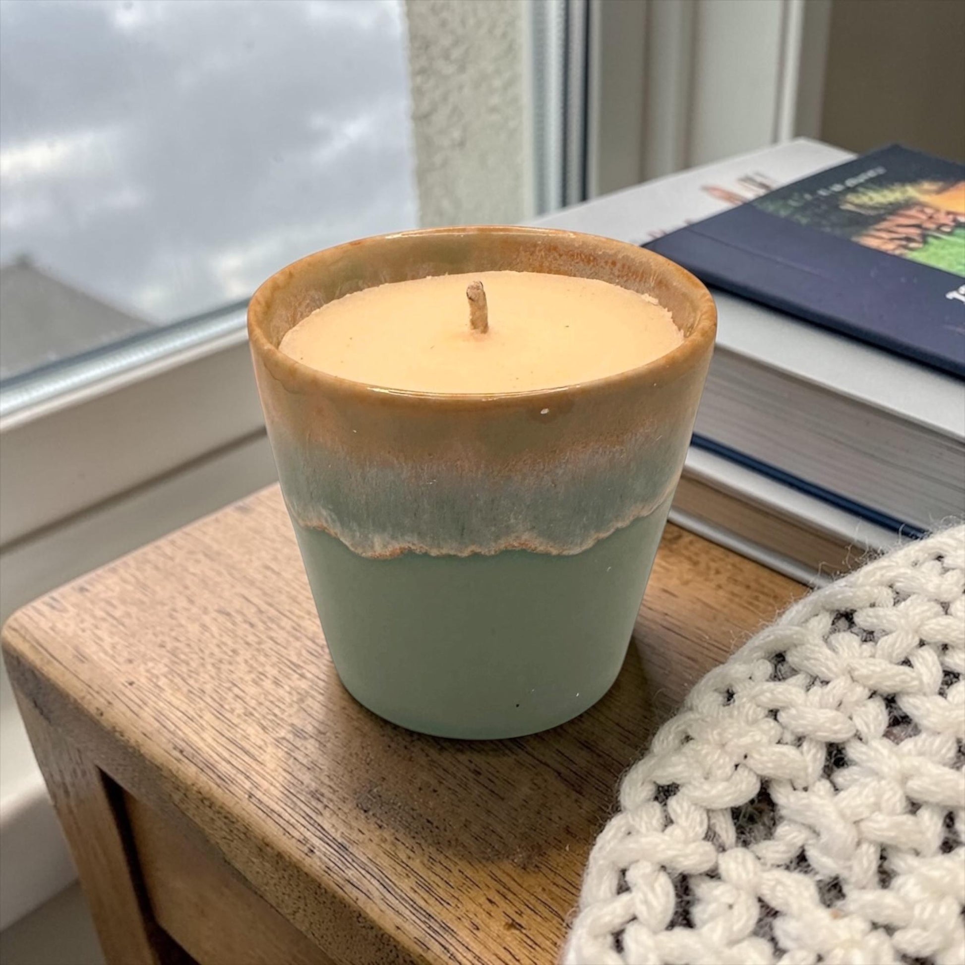 Calming Candle Set, Essential Oil Coffee Cup Candles, Mini & Large Candle Bundle, Blue Ceramic Candle, Relaxing Home Fragrance