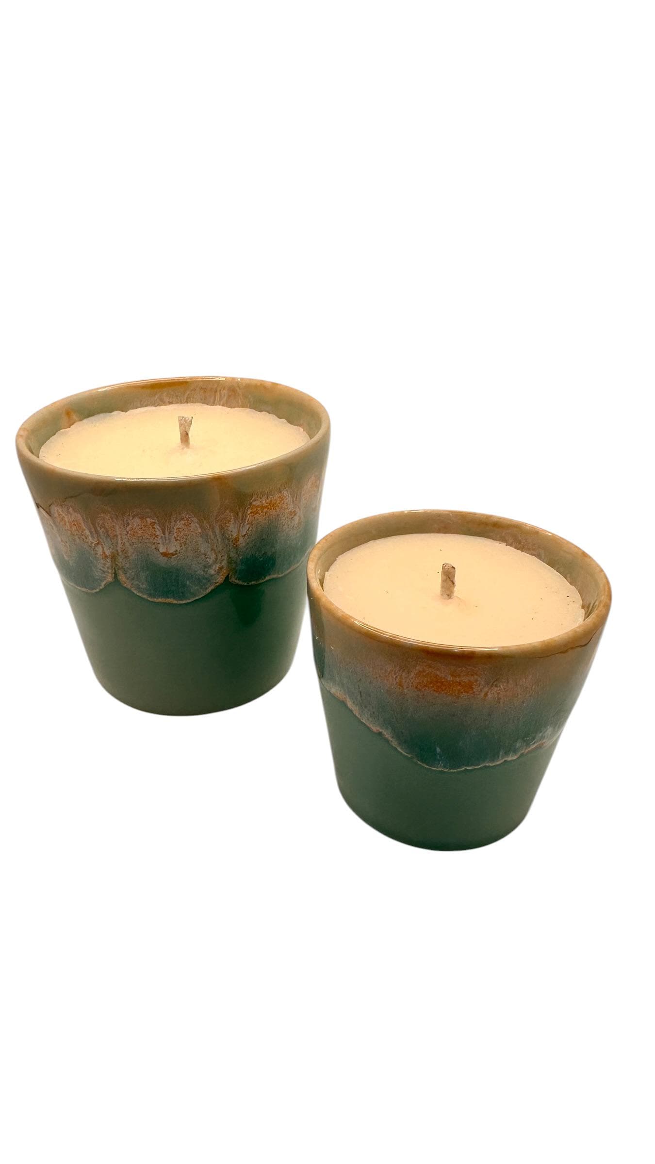 Calming Candle Set, Essential Oil Coffee Cup Candles, Mini & Large Candle Bundle, Blue Ceramic Candle, Relaxing Home Fragrance