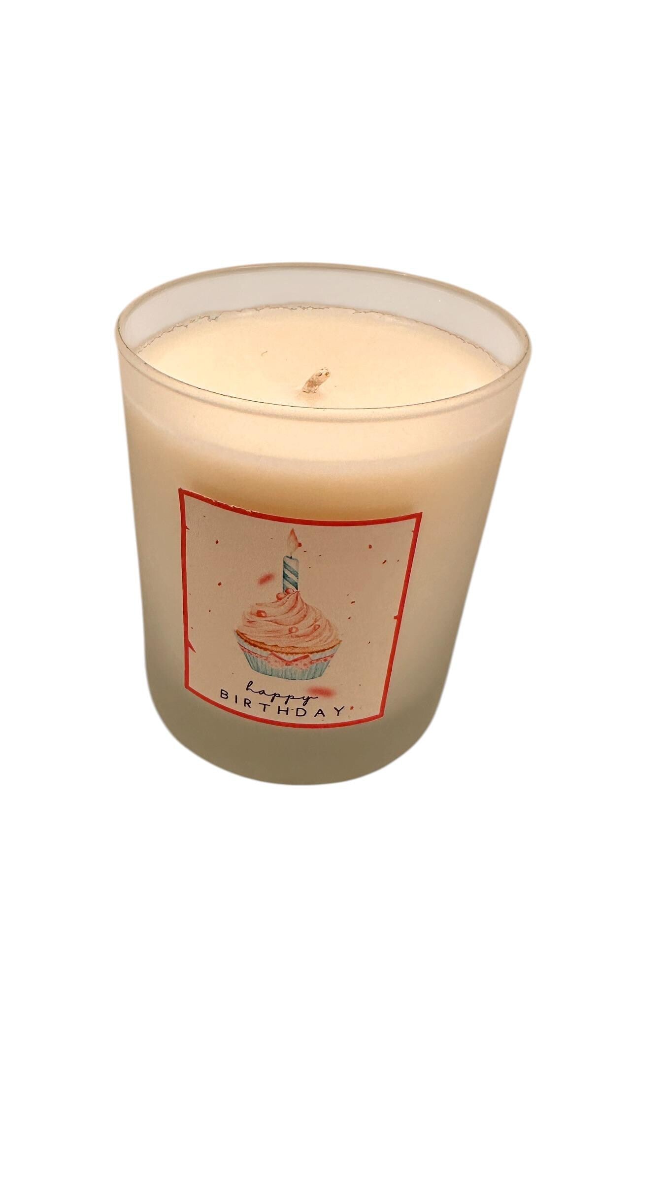 Birthday Candle Gift, Cupcake Birthday Candle, Happy Birthday Candle, Cute Candle Gift, Frosted Glass Candle