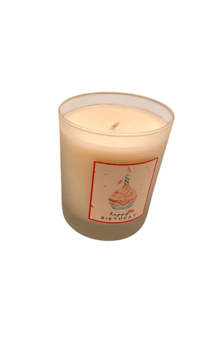 Birthday Candle Gift, Cupcake Birthday Candle, Happy Birthday Candle, Cute Candle Gift, Frosted Glass Candle