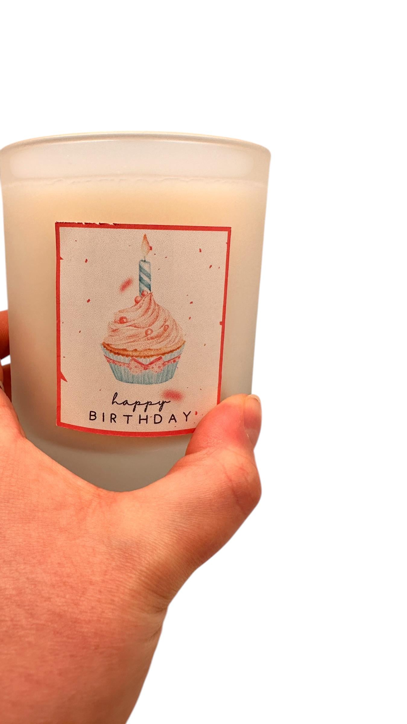 Birthday Candle Gift, Cupcake Birthday Candle, Happy Birthday Candle, Cute Candle Gift, Frosted Glass Candle