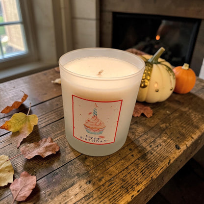Birthday Candle Gift, Cupcake Birthday Candle, Happy Birthday Candle, Cute Candle Gift, Frosted Glass Candle