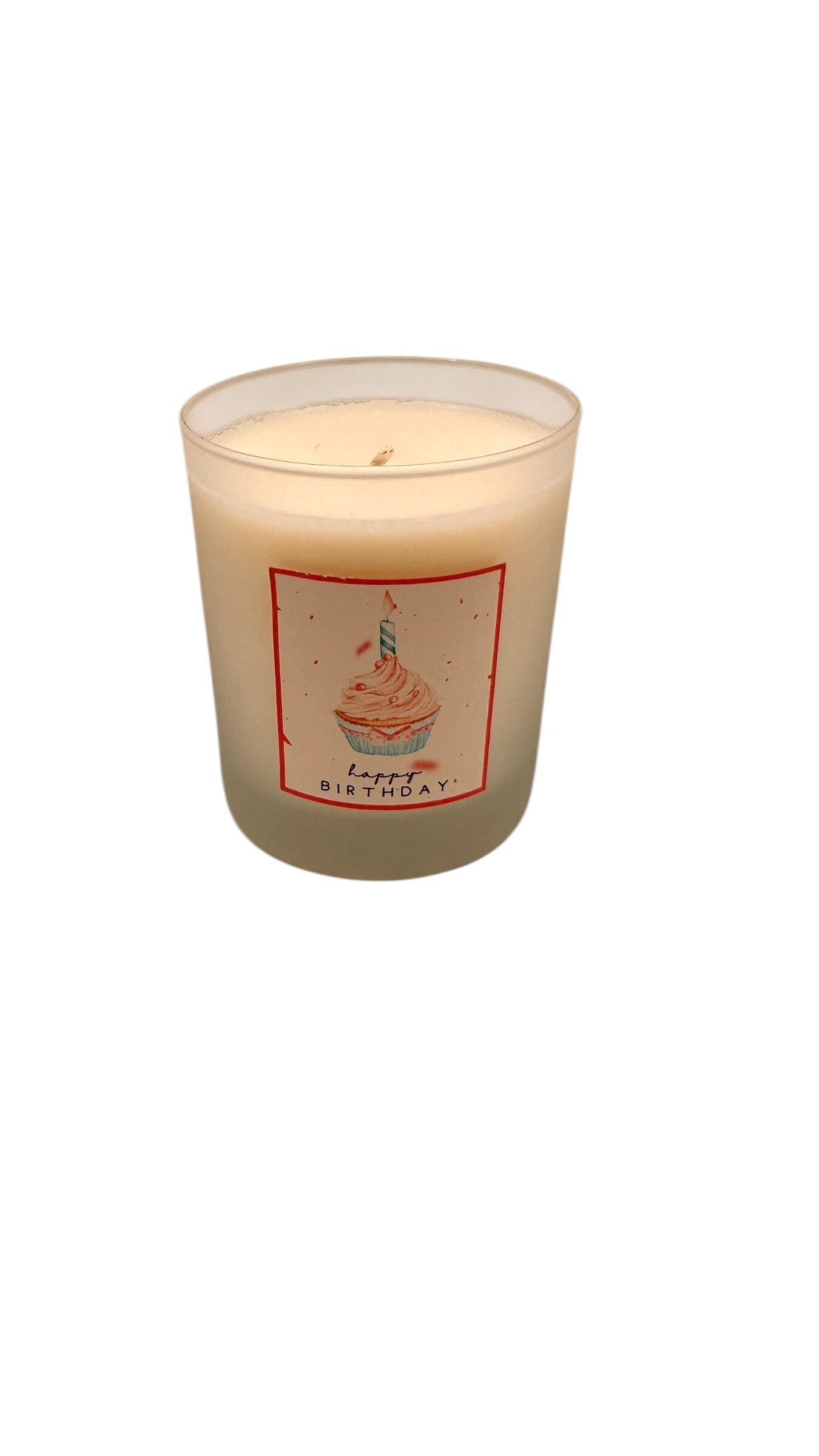Birthday Candle Gift, Cupcake Birthday Candle, Happy Birthday Candle, Cute Candle Gift, Frosted Glass Candle