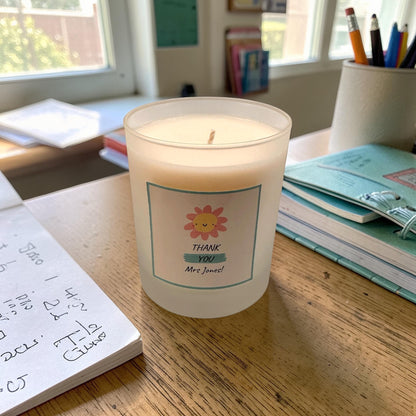 Cute Teacher Thank You Candle, Personalised Teacher Gift, End of Year Gift, Nursery Teacher Present