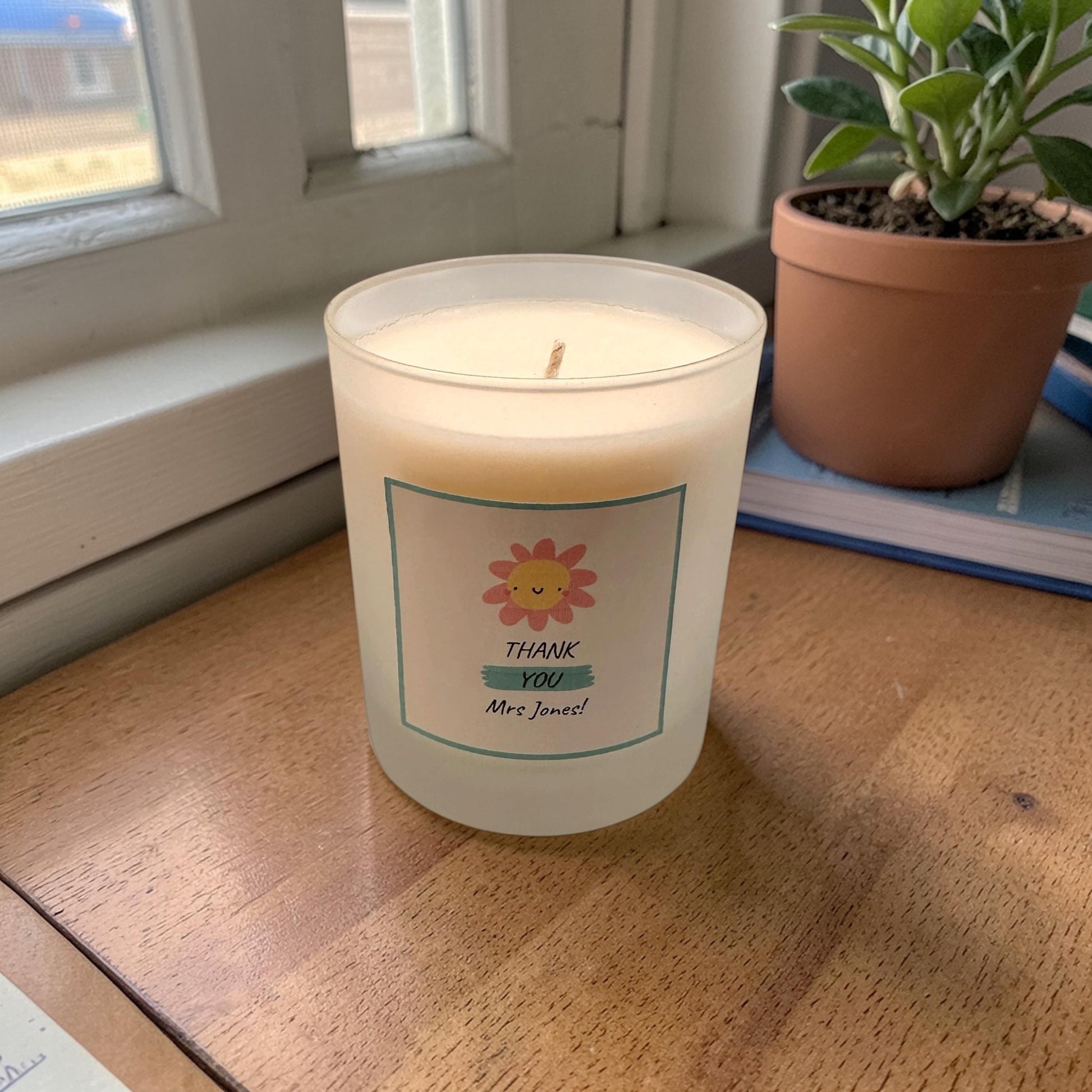 Cute Teacher Thank You Candle, Personalised Teacher Gift, End of Year Gift, Nursery Teacher Present