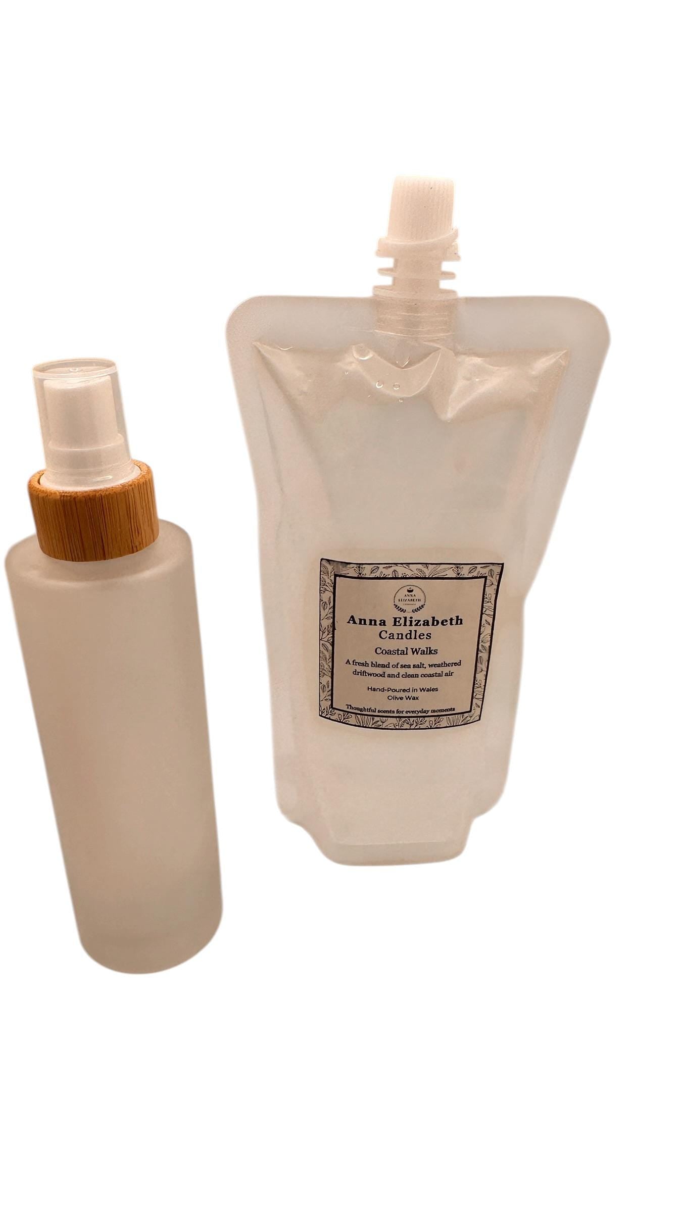 Refillable Room Spray with Refill Pouch, Glass Bottle Room Spray, Home Fragrance Spray, Long Lasting Room Mist, Eco Friendly
