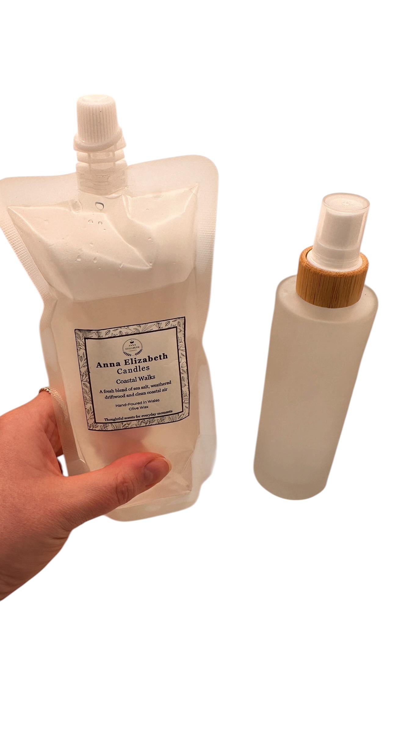 Refillable Room Spray with Refill Pouch, Glass Bottle Room Spray, Home Fragrance Spray, Long Lasting Room Mist, Eco Friendly