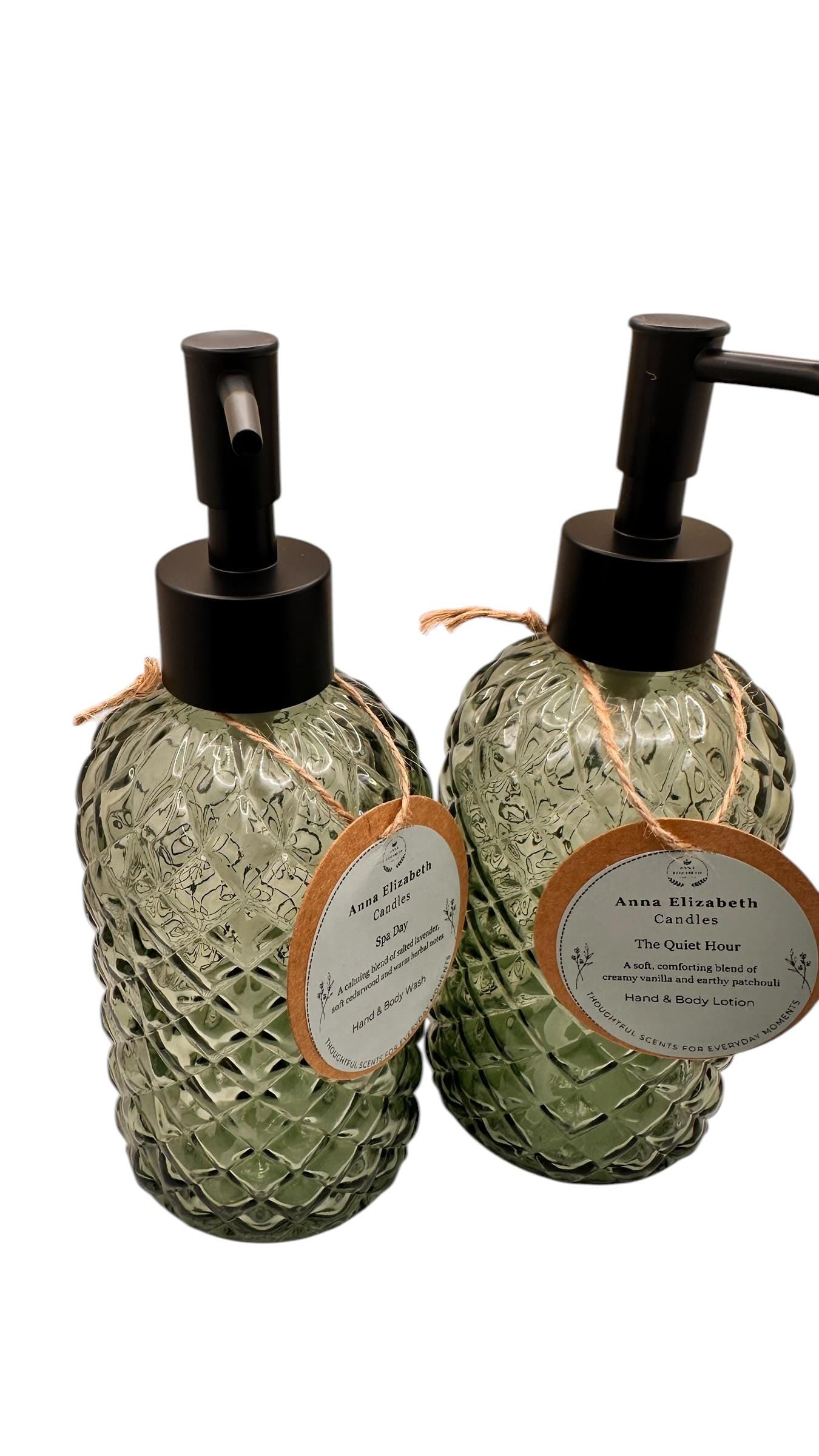 Personalised Bathroom Gift Set, Hand Wash & Lotion, Refillable Glass, Home Fragrance Gift, Ready to Gift, Body Wash and Lotion Gift Set