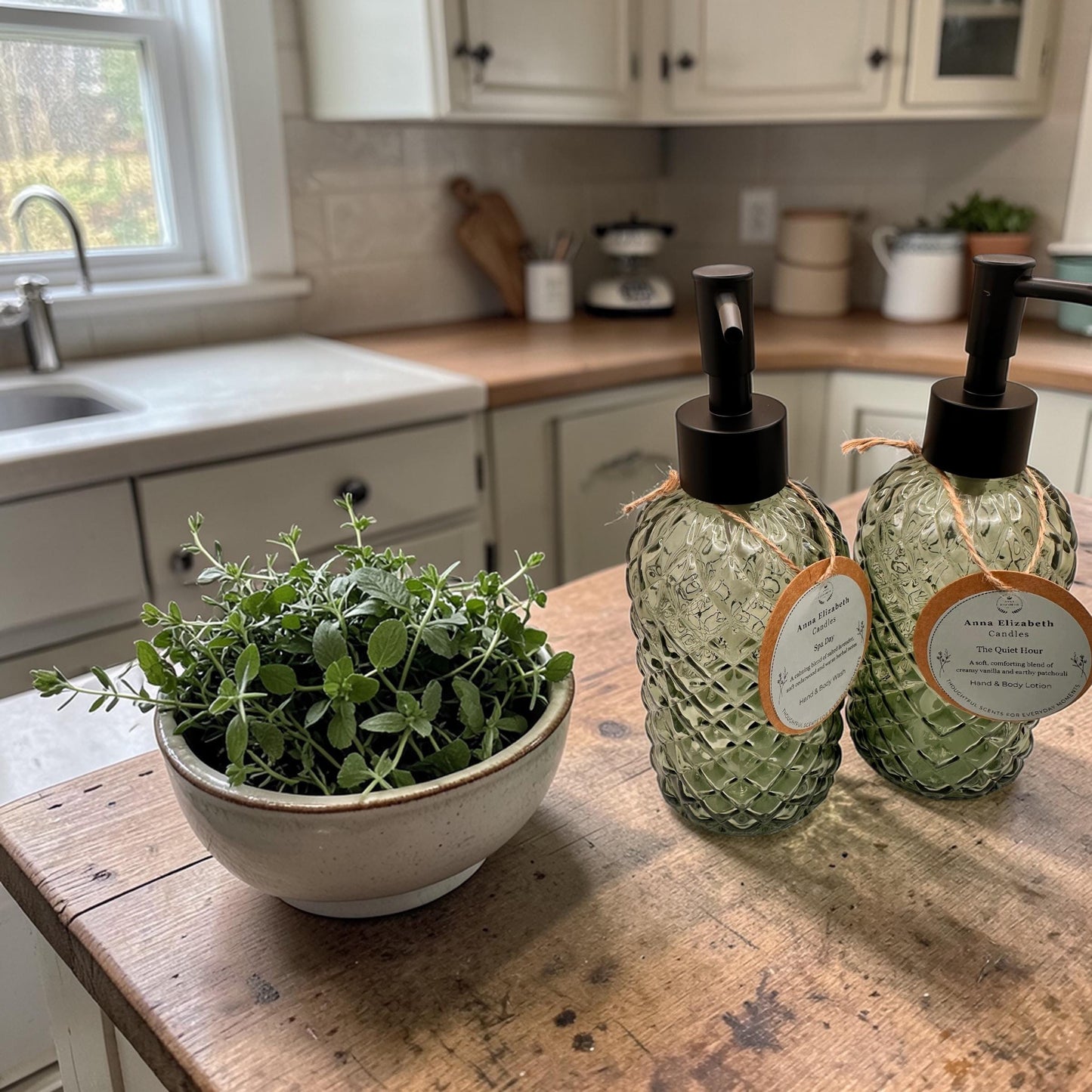 Refillable Hand Wash & Lotion, Glass Bottle Body Care, Bathroom Set, Home Fragrance, Everyday Luxury