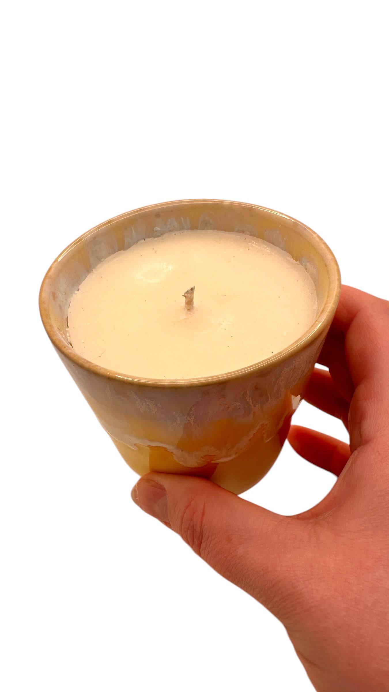 Coffee Cup Candle, Ceramic Candle, Made with Olive Wax, Aesthetic Home Decor, Refillable Candle, Scented Candle, Pink Candle Pot