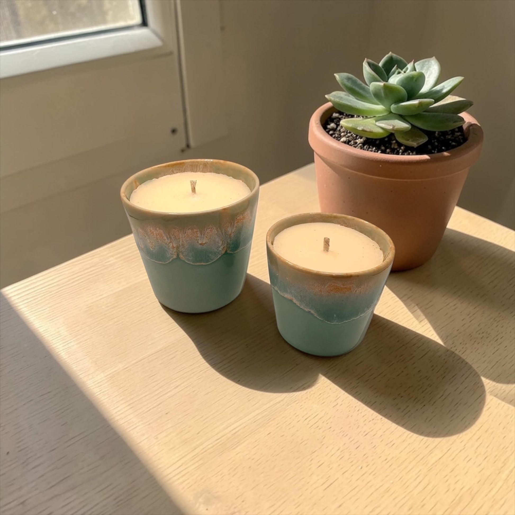 Blue Coffee Cup Candle, Ceramic Pot Candle, Olive Wax Candle, Aesthetic Candle, Home Decor, Refillable