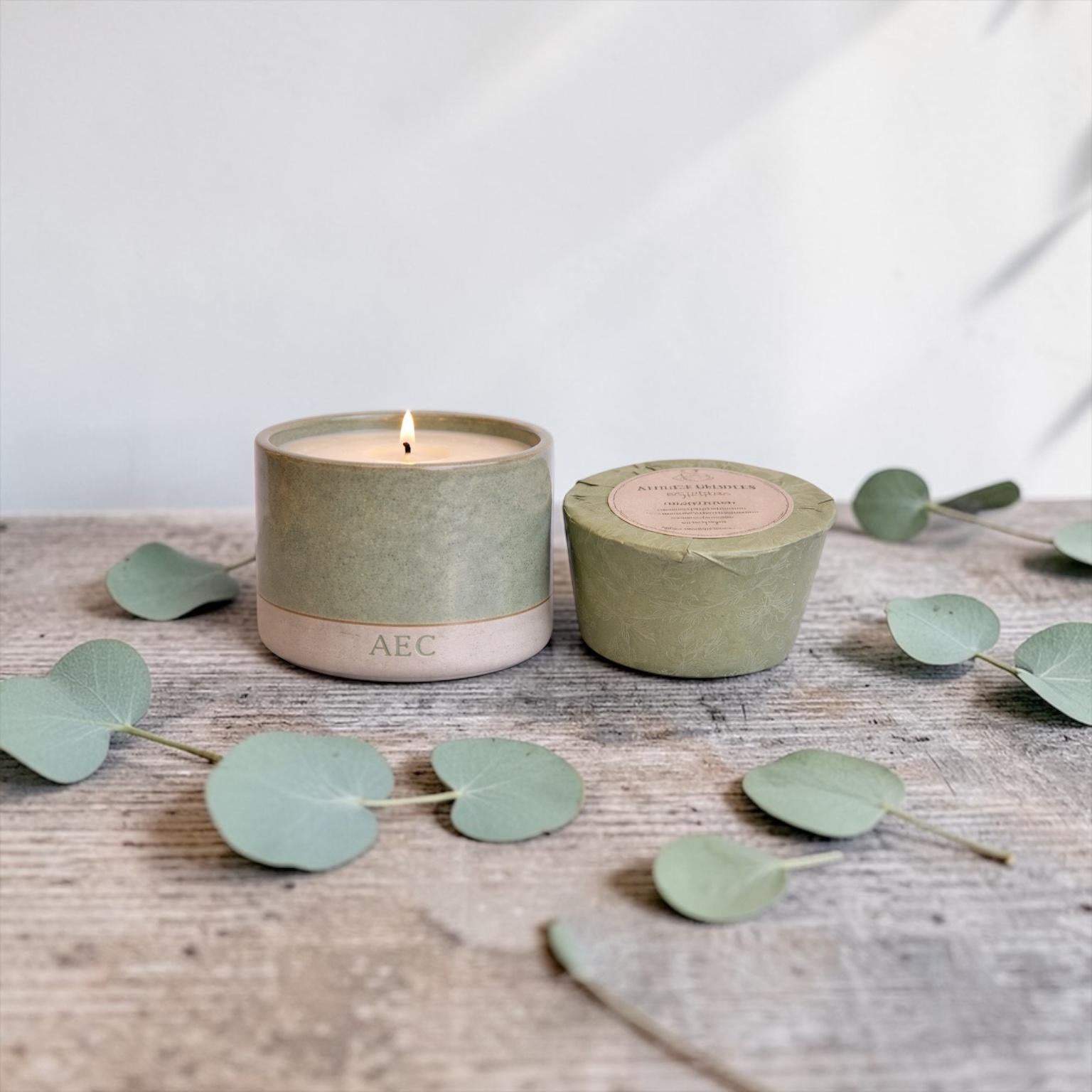 Personalised Mini Candle with Refill, Small Ceramic Candle Gift, Custom Candle, Refillable Candle Set, Home Fragrance