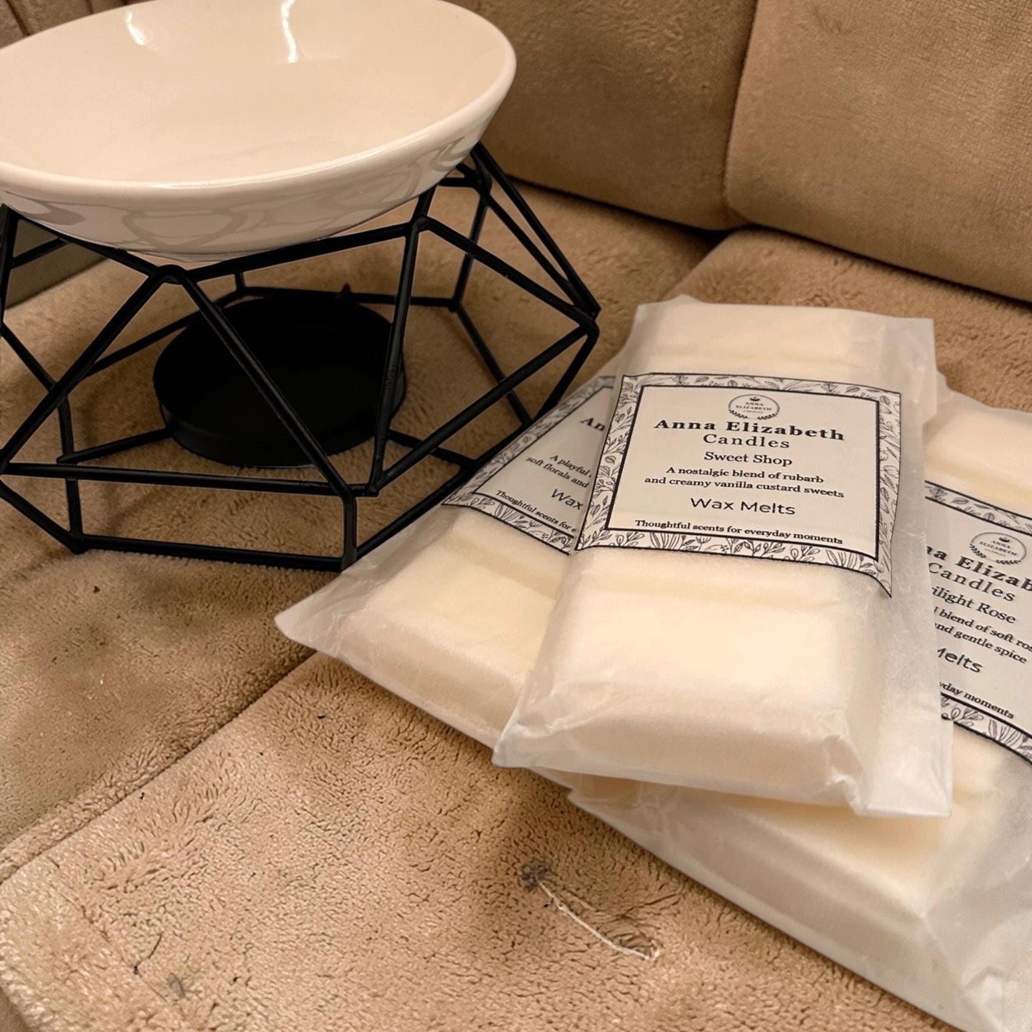 Personalised Wax Melt Gift Set, Burner & Snap Bars x3, Custom Home Fragrance Gift, Wax Melt Starter Set