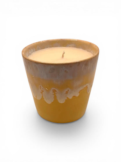 Energy Candle Set, Essential Oil Coffee Cup Candles, Mini & Large Candle Bundle, Yellow Ceramic Candle, Perfect Candle for a House Reset