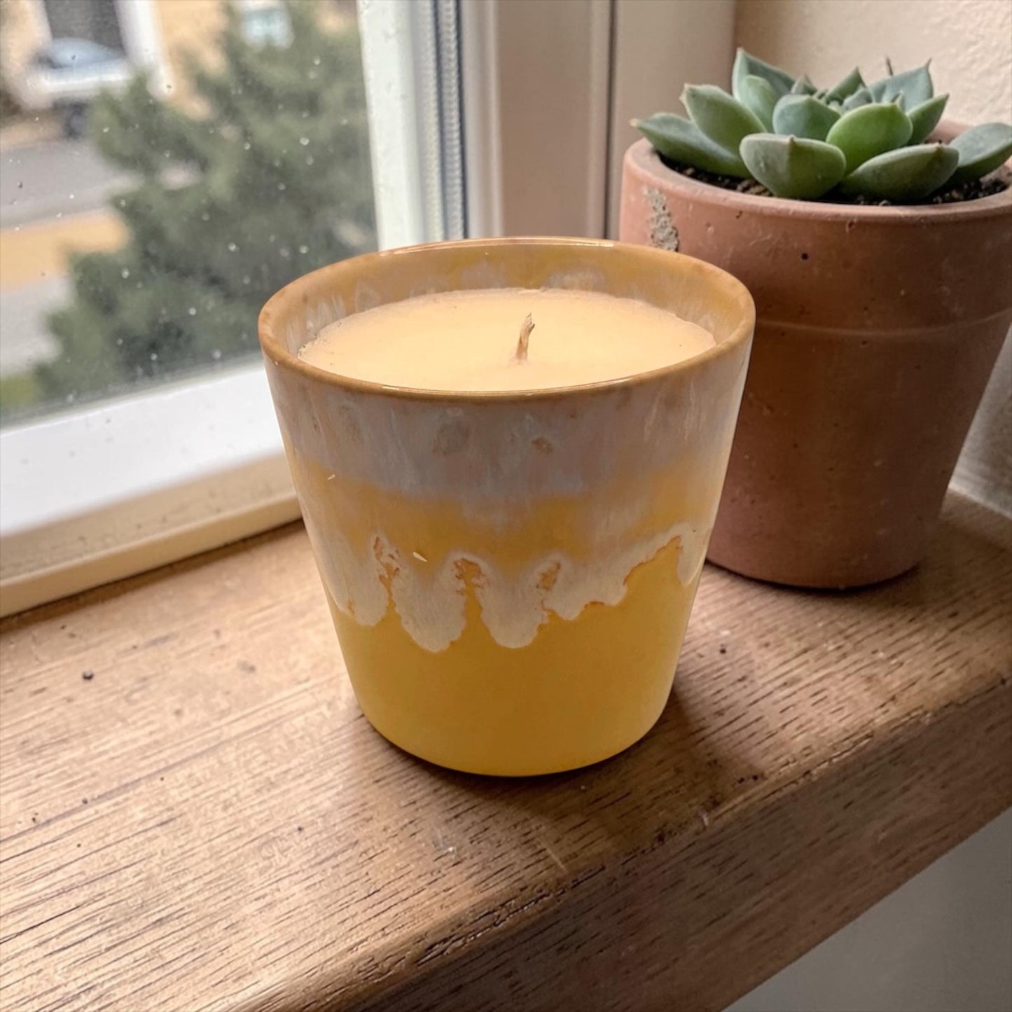 Energy Candle Set, Essential Oil Coffee Cup Candles, Mini & Large Candle Bundle, Yellow Ceramic Candle, Perfect Candle for a House Reset