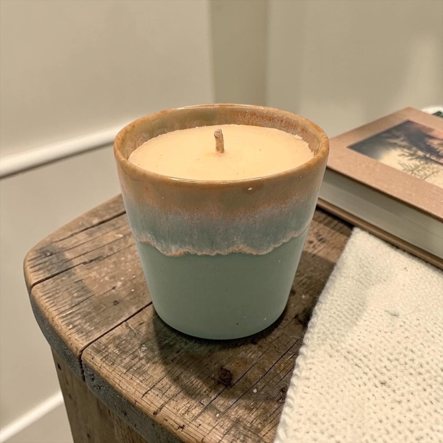Calming Candle for Sleep, Essential Oil Candle, Blue Coffee Cup Candle, Relaxing Night Routine Candle