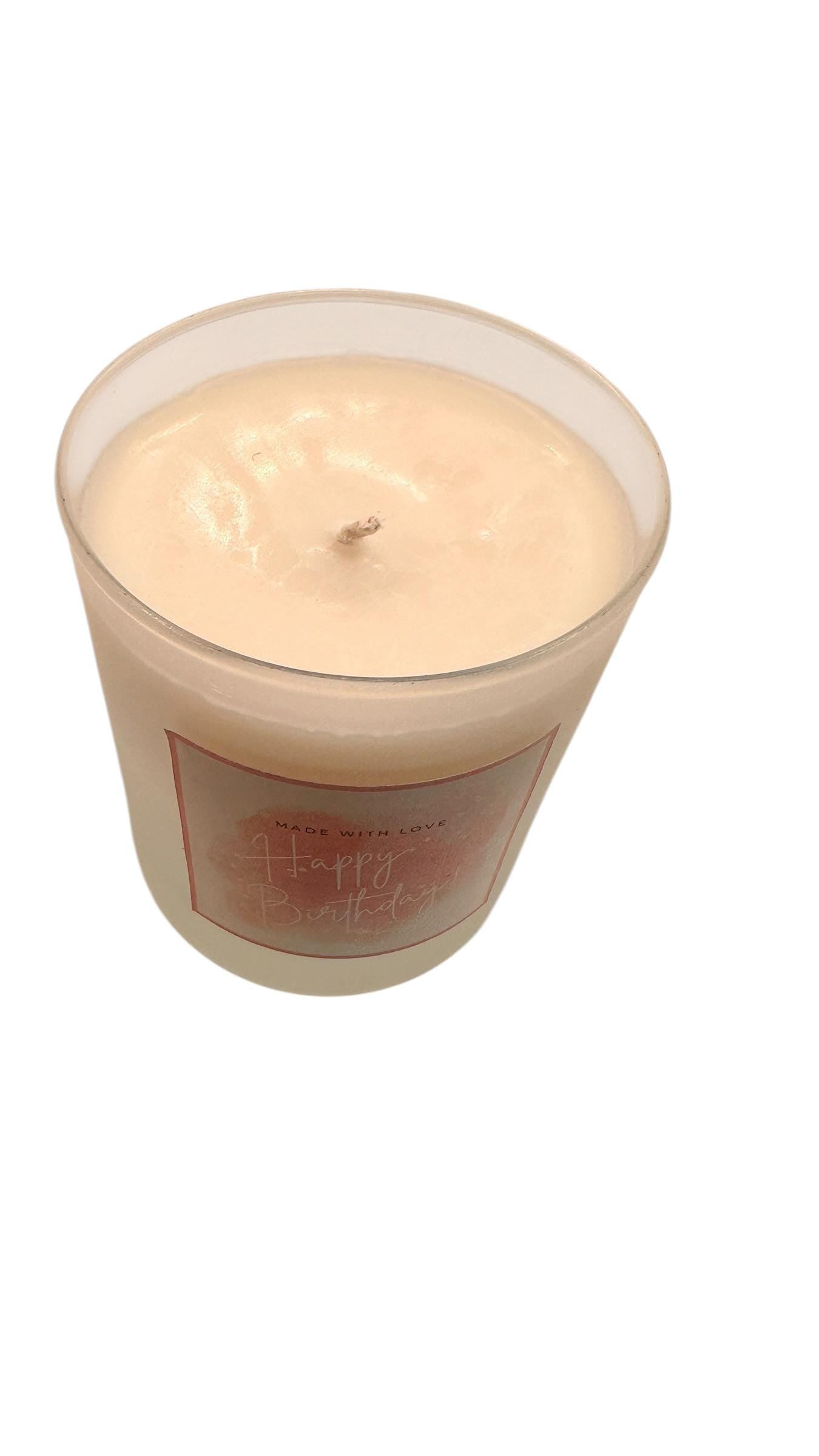 Happy Birthday Candle, Personalised Birthday Candle Gift, Frosted Glass Candle, Gift for Her, Thoughtful Birthday Gift