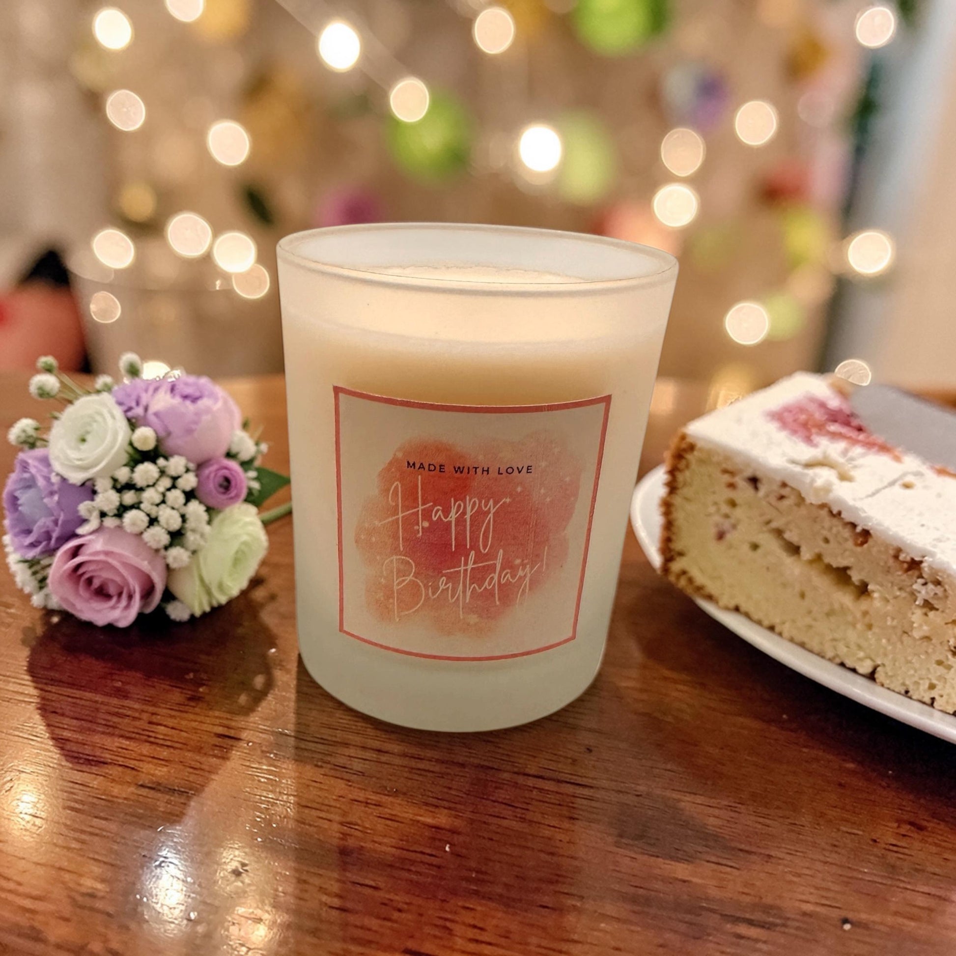 Happy Birthday Candle, Personalised Birthday Candle Gift, Frosted Glass Candle, Gift for Her, Thoughtful Birthday Gift