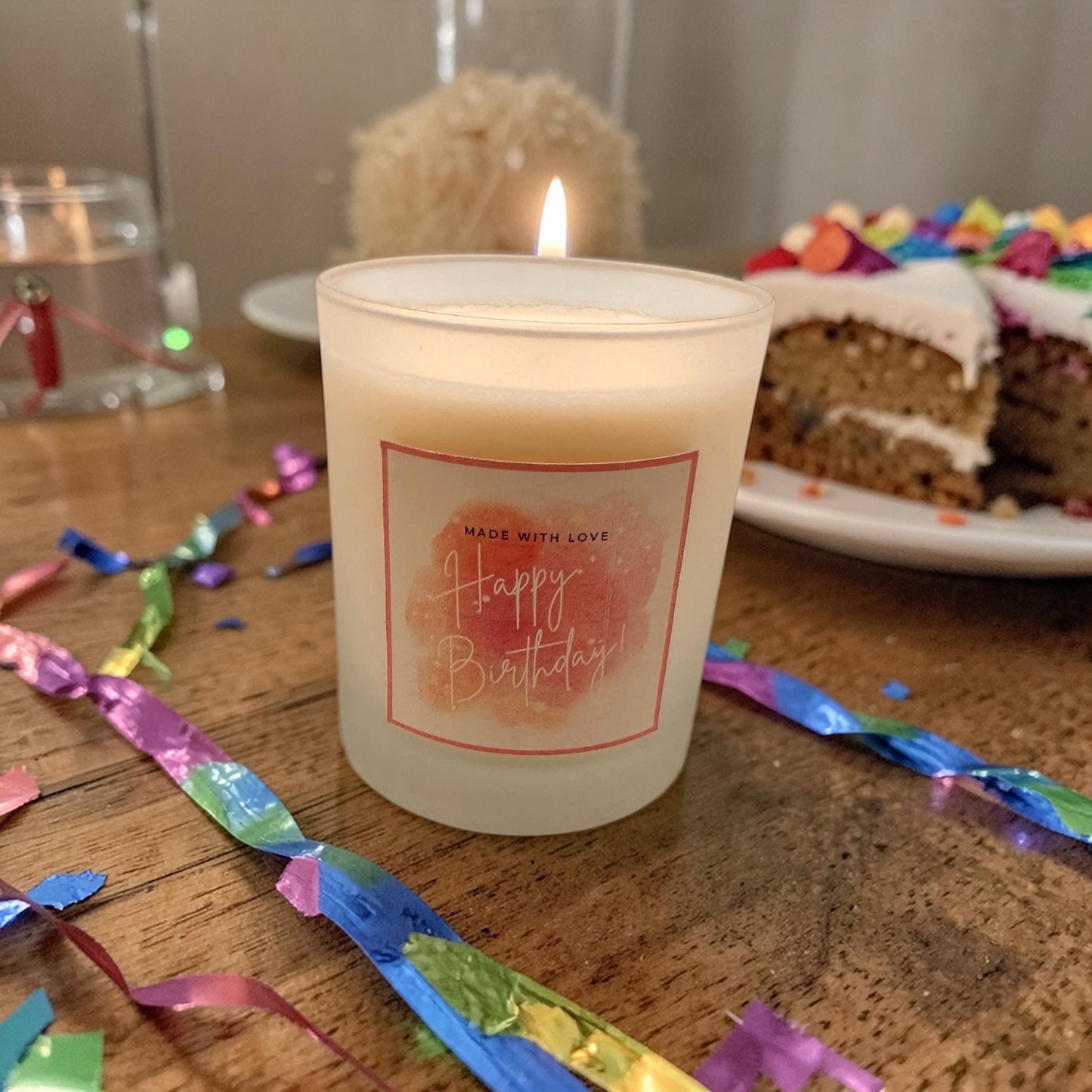 Happy Birthday Candle, Personalised Birthday Candle Gift, Frosted Glass Candle, Gift for Her, Thoughtful Birthday Gift