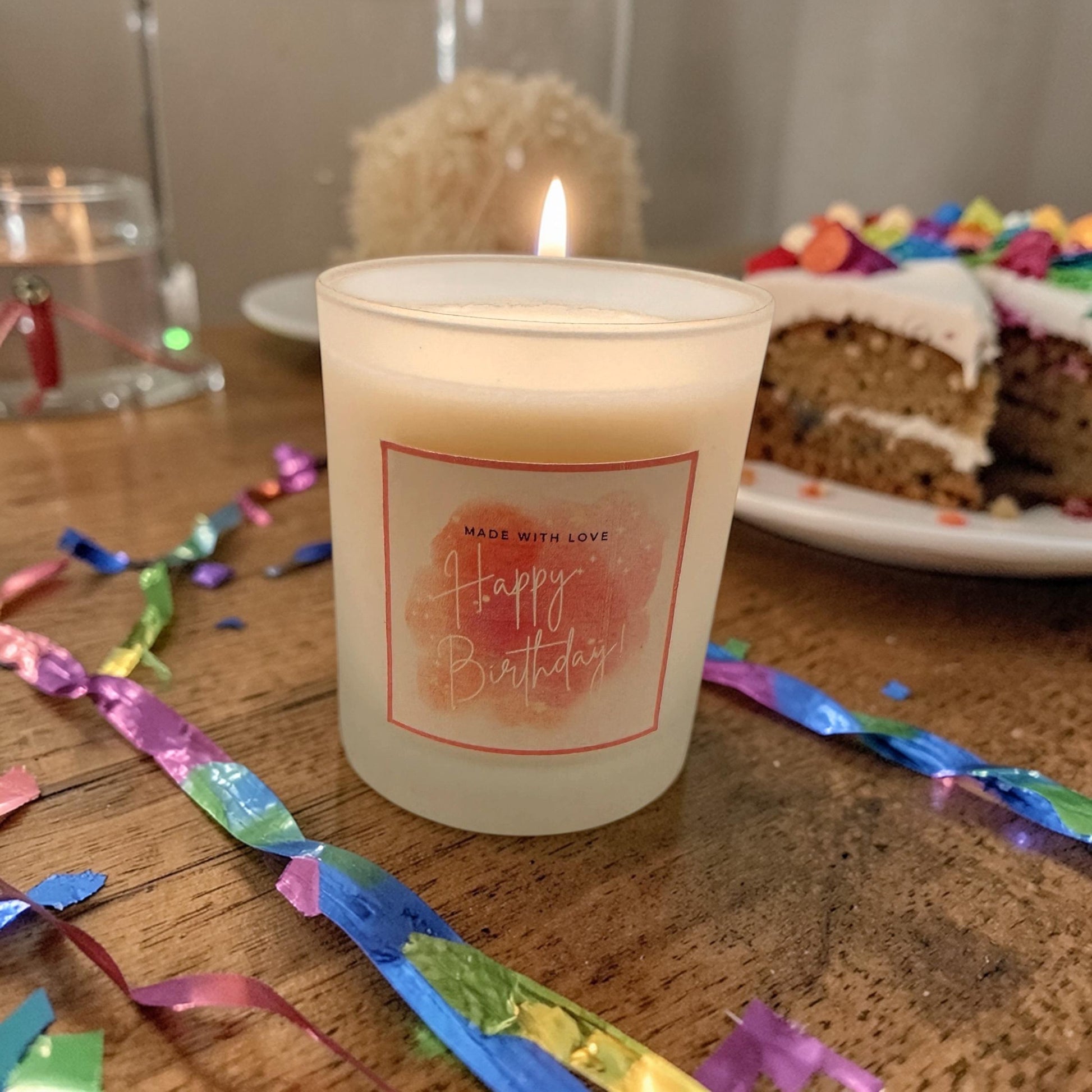 Happy Birthday Candle, Personalised Birthday Candle Gift, Frosted Glass Candle, Gift for Her, Thoughtful Birthday Gift