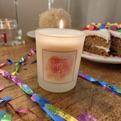 Happy Birthday Candle, Personalised Birthday Candle Gift, Frosted Glass Candle, Gift for Her, Thoughtful Birthday Gift