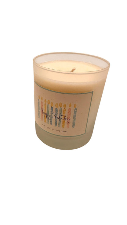 Happy Birthday Candle, Colourful Birthday Candle Gift, Frosted Glass Candle, Small Gift Idea, Gift for Friend