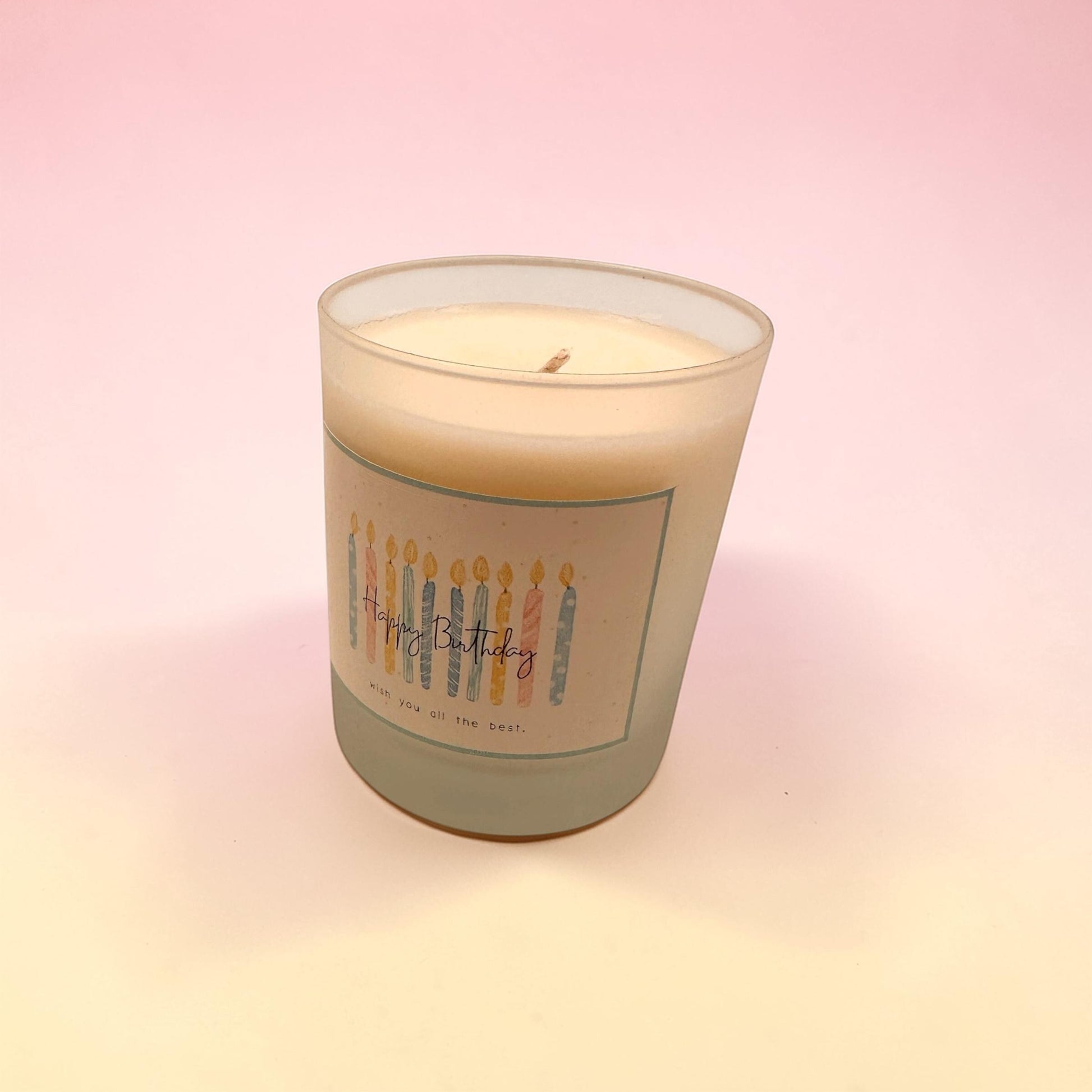 Happy Birthday Candle, Colourful Birthday Candle Gift, Frosted Glass Candle, Small Gift Idea, Gift for Friend