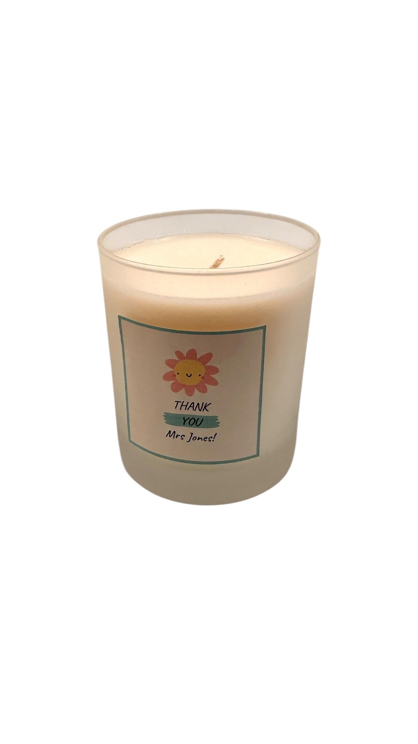 Cute Teacher Thank You Candle, Personalised Teacher Gift, End of Year Gift, Nursery Teacher Present