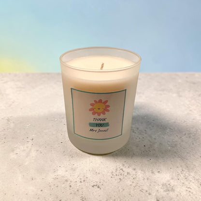 Cute Teacher Thank You Candle, Personalised Teacher Gift, End of Year Gift, Nursery Teacher Present