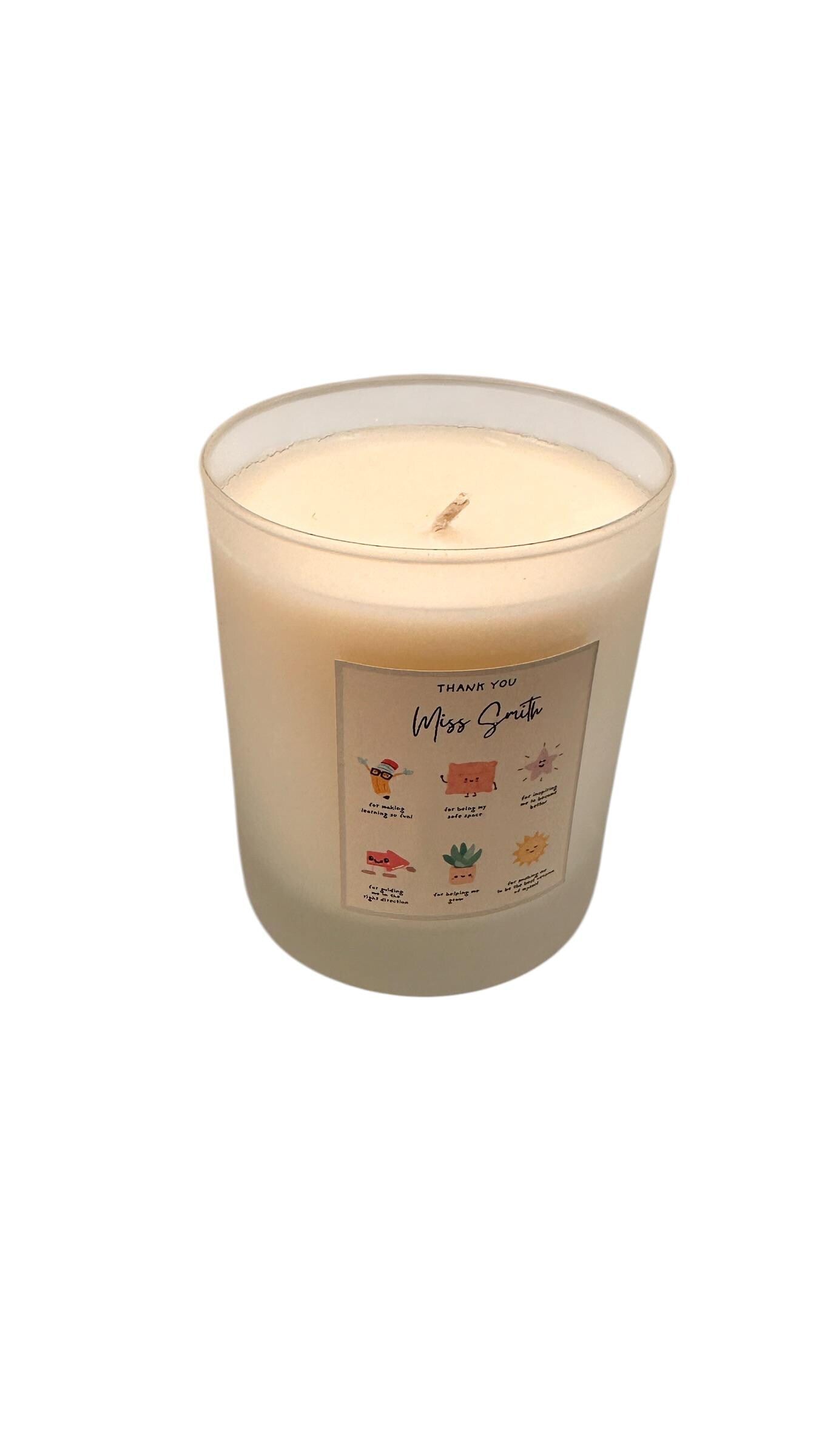 Personalised Teacher Thank You Candle, End of Term Teacher Gift, Thank You Miss Candle, Nursery Teacher Gift, Teaching Assistant Gift