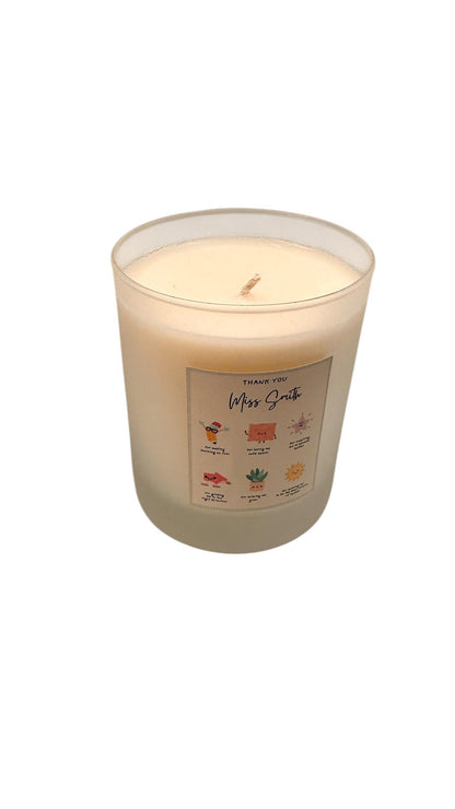 Personalised Teacher Thank You Candle, End of Term Teacher Gift, Thank You Miss Candle, Nursery Teacher Gift, Teaching Assistant Gift