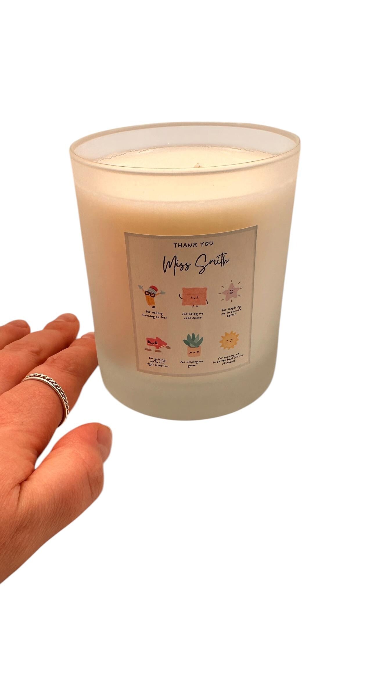 Personalised Teacher Thank You Candle, End of Term Teacher Gift, Thank You Miss Candle, Nursery Teacher Gift, Teaching Assistant Gift