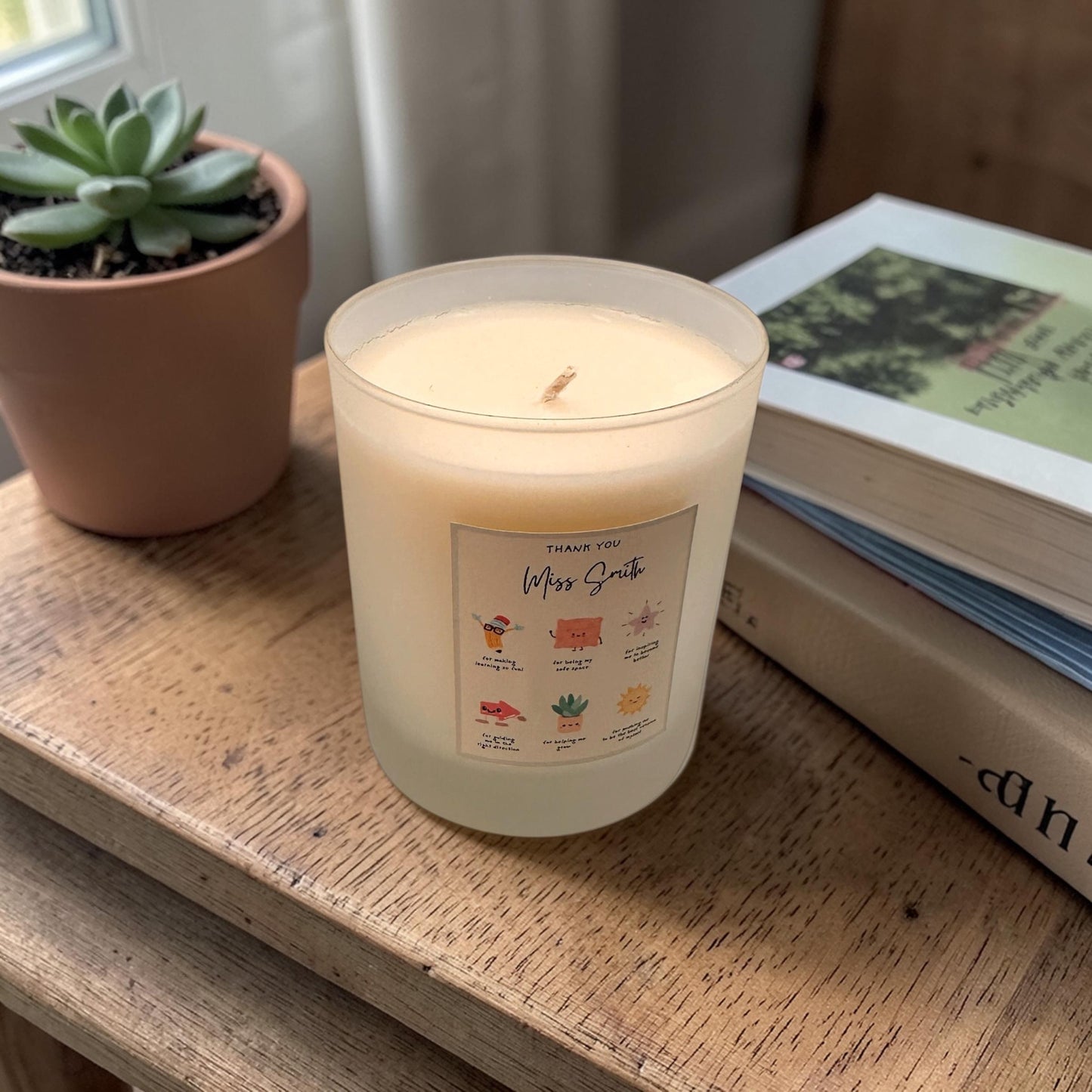 Personalised Teacher Thank You Candle, End of Term Teacher Gift, Thank You Miss Candle, Nursery Teacher Gift, Teaching Assistant Gift