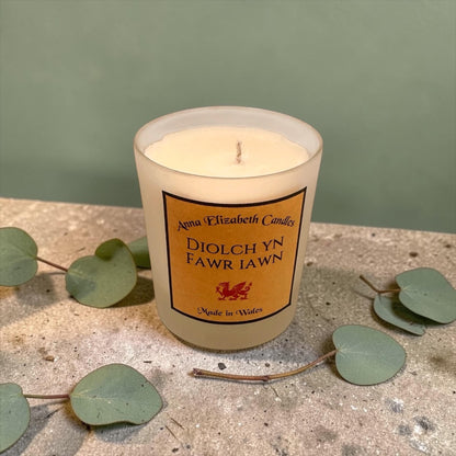 Thank You Candle, Diolch Candle, Personalised Thank You Gift, Large Scented Candle, Thoughtful Gift, Welsh Gift