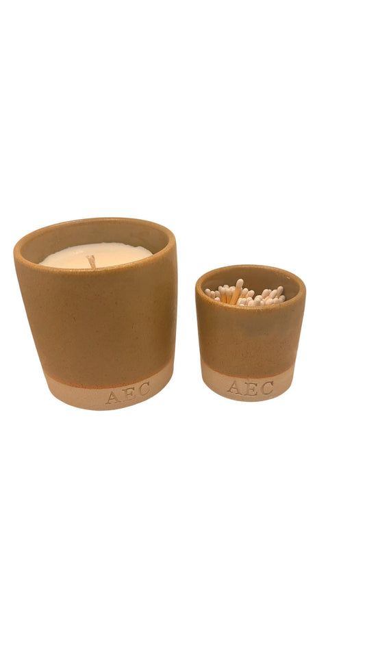 Candle Starter Kit, Ceramic Pot Candle with Refill & Matches, Refillable Candle Set, Home Fragrance