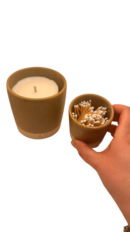 Candle Starter Kit, Ceramic Pot Candle with Refill & Matches, Refillable Candle Set, Home Fragrance