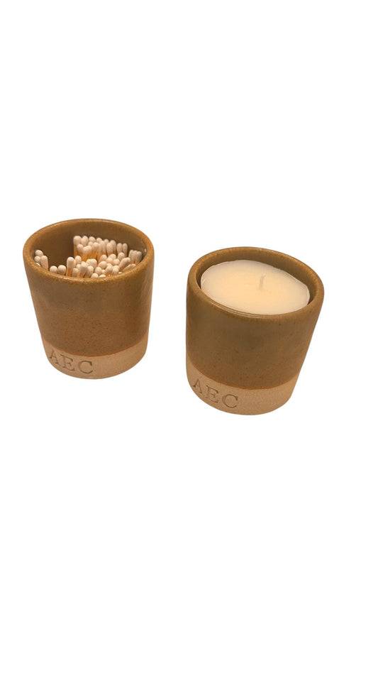 Mini Candle Starter Kit, Ceramic Pot Candle with Refill & Matches, Refillable Candle Set, Home Fragrance