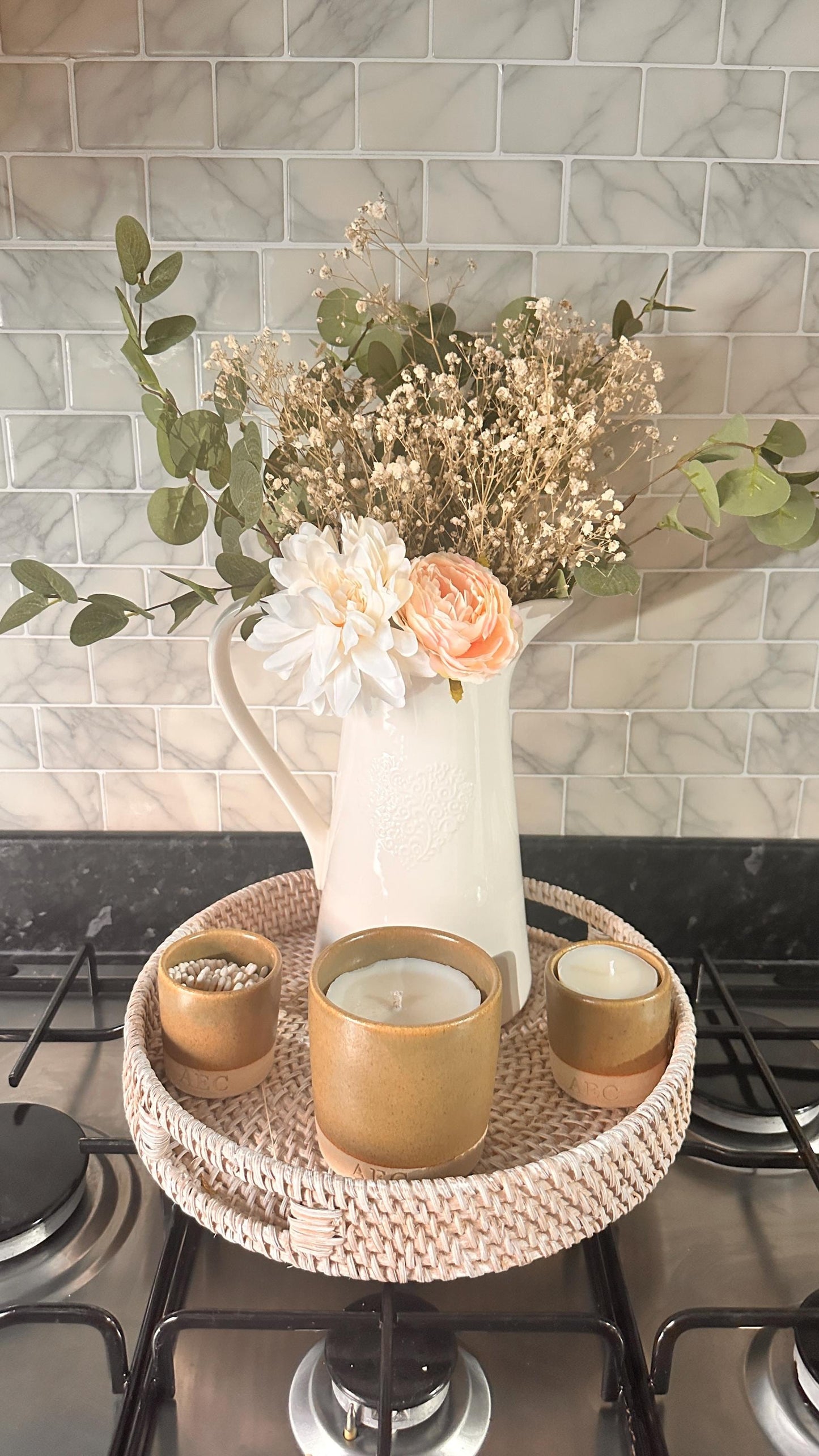Personalised Mini Candle Starter Kit, Ceramic Candle with Refill & Matches, Custom Candle Gift, Refillable Candle Set