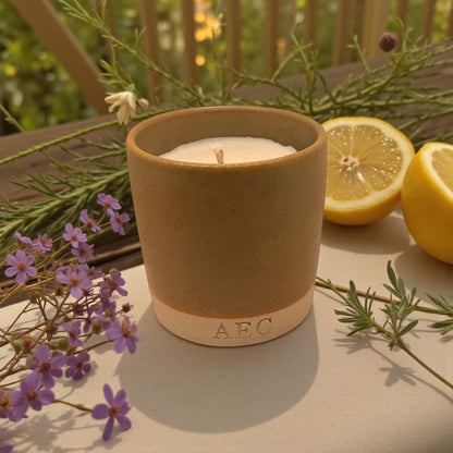 Personalised Candle Set with Refill & Matches, Ceramic Pot Candle Gift, Custom Candle, Refillable Candle Kit