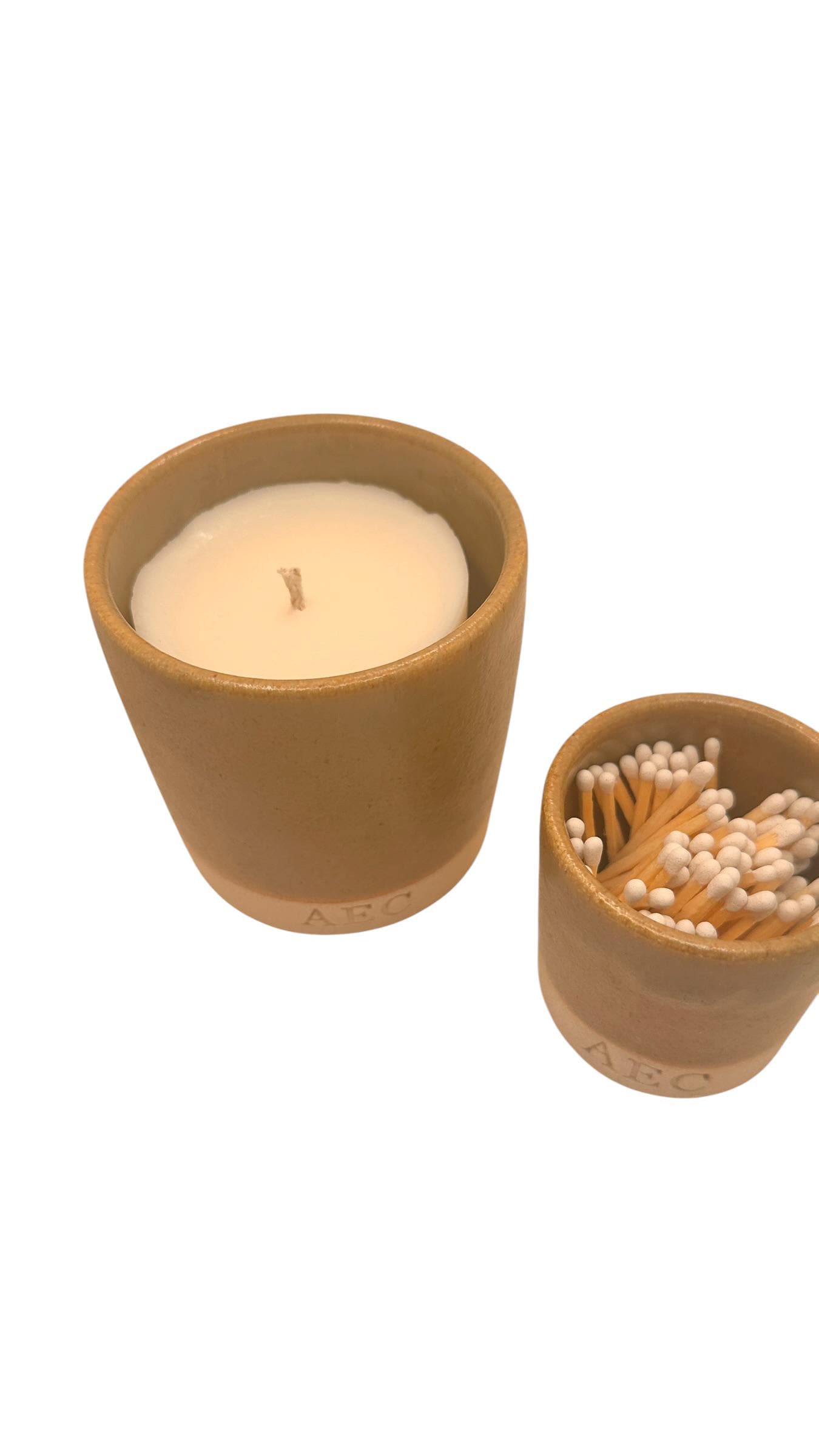 Personalised Candle Set with Refill & Matches, Ceramic Pot Candle Gift, Custom Candle, Refillable Candle Kit