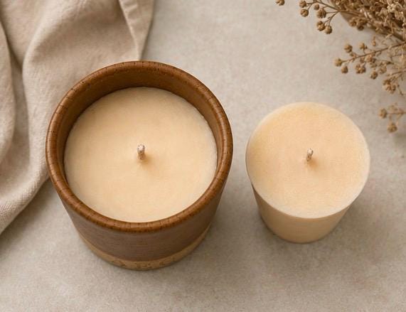 Small Candle with Refill, Mini Ceramic Pot Candle, Refillable Candle, Olive Wax Candle, Home Fragrance