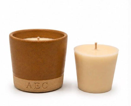 Small Candle with Refill, Mini Ceramic Pot Candle, Refillable Candle, Olive Wax Candle, Home Fragrance