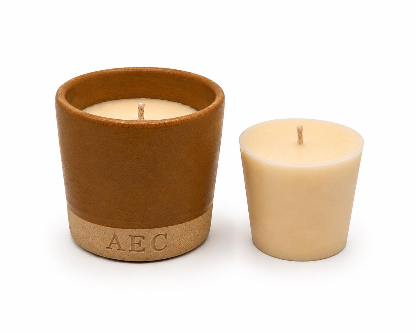 Small Candle with Refill, Mini Ceramic Pot Candle, Refillable Candle, Olive Wax Candle, Home Fragrance