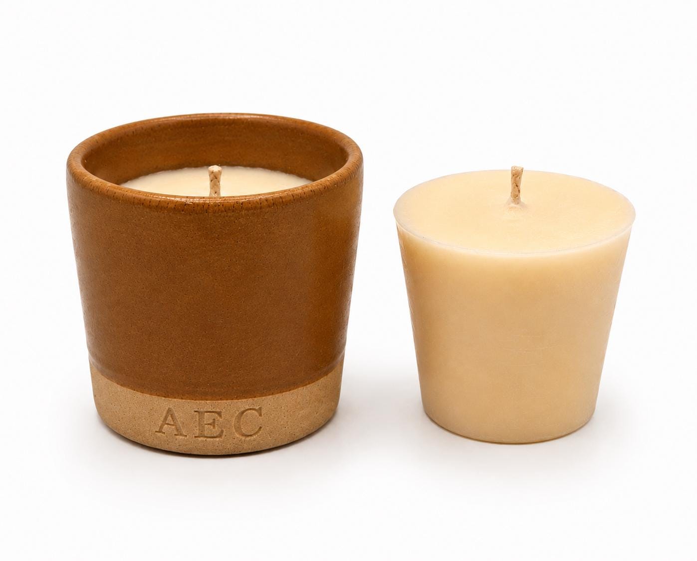 Small Candle with Refill, Mini Ceramic Pot Candle, Refillable Candle, Olive Wax Candle, Home Fragrance